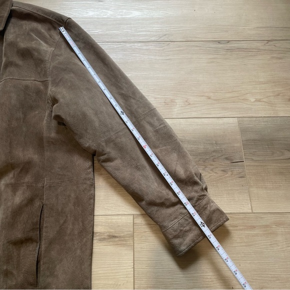 Vintage Pronto Uomo Men's Jacket Button Up Leather Suede Coat Beige Size XXL - Picture 10 of 12